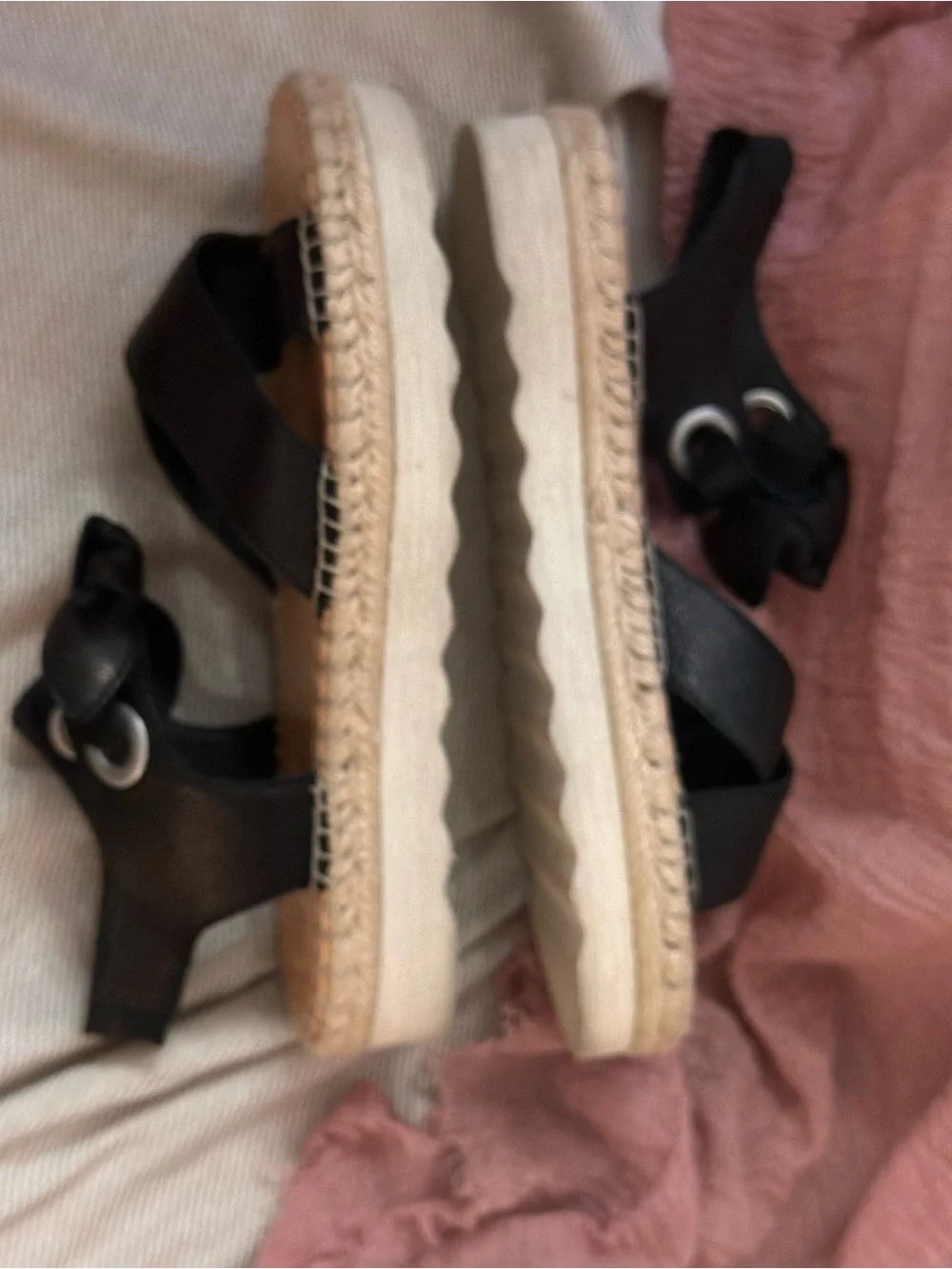 Frye Black Espadrille Platform Sandals - Size 9